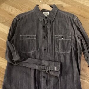 Authentic Original Vintage Style Charcoal Button-Up Shirt Jacket.  Large